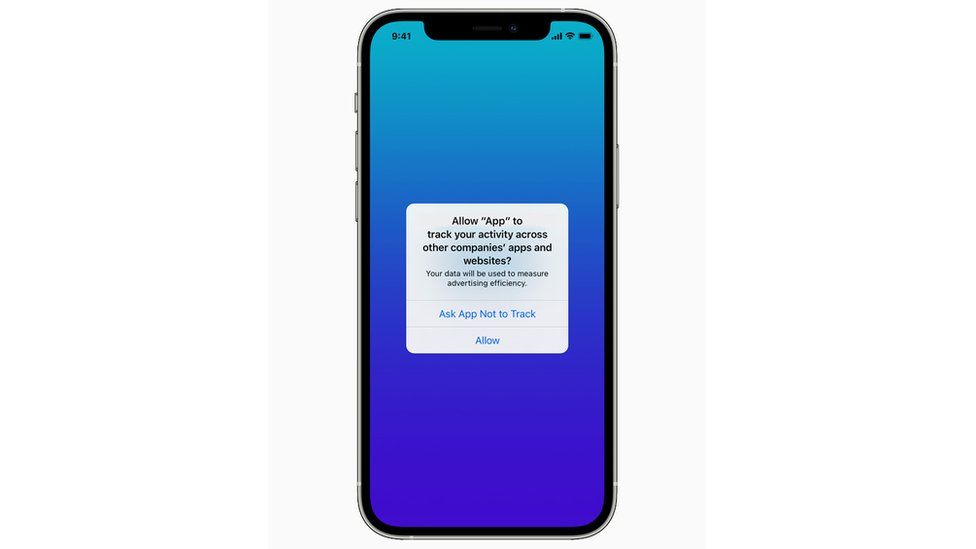 An App Tracking Transparency pop up asking for tracking permissions