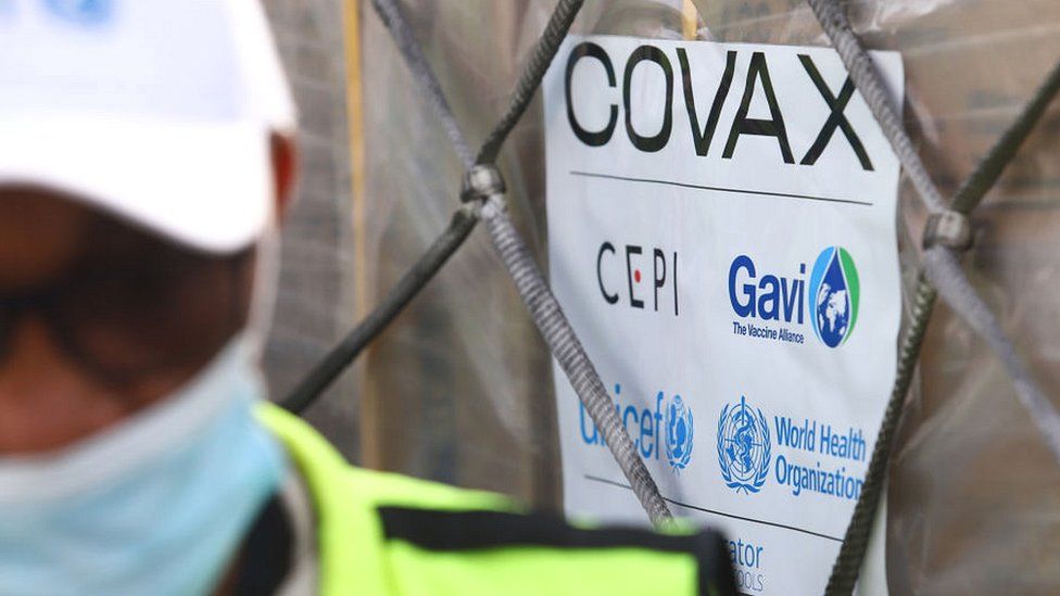 Covax crate at Accra airport