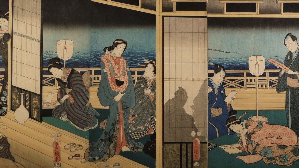 Utagawa Kunisada's Evening Reading Party