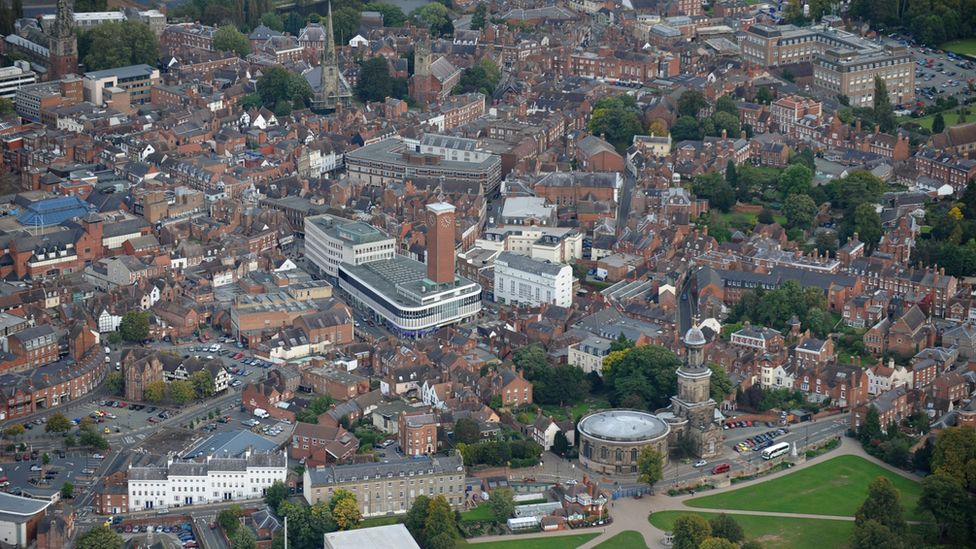 Shrewsbury seen from the air