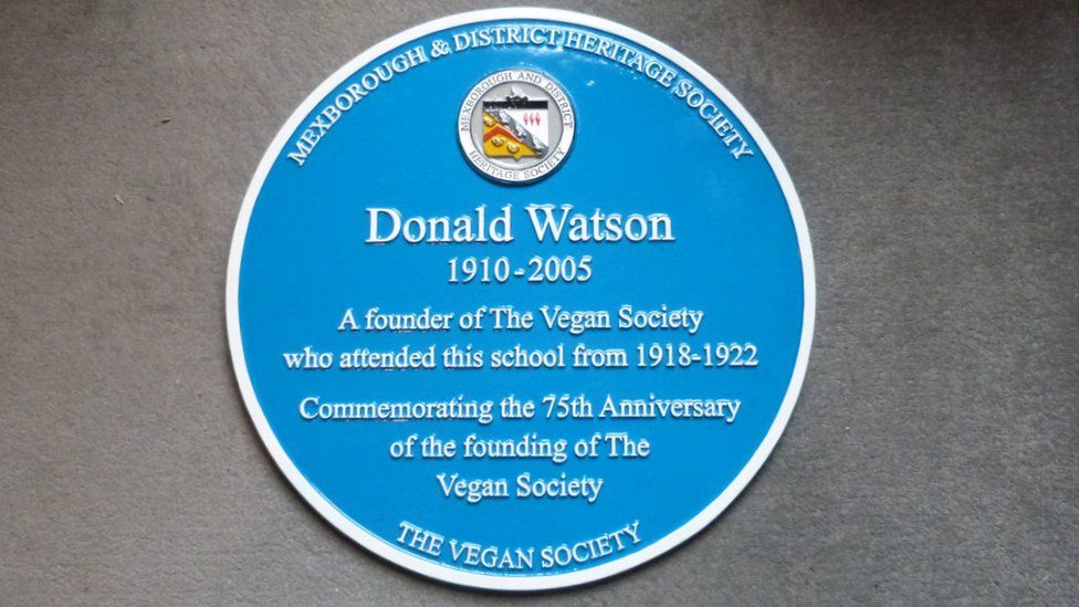 Blue plaque honouring Donald Watson