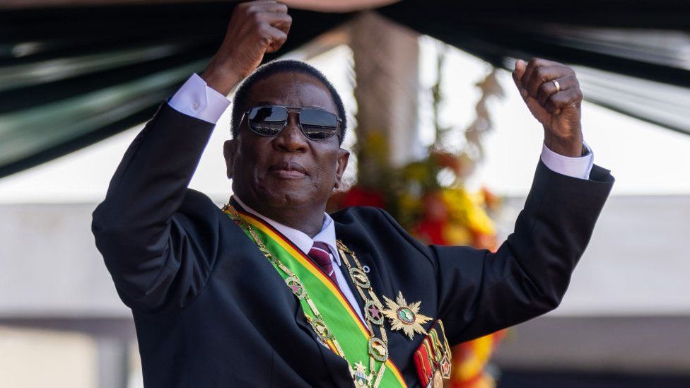 Zimbabwe's President Emmerson Mnangagwa dances as he celebrates after being inaugurated in Harare, Zimbabwe - September 2023