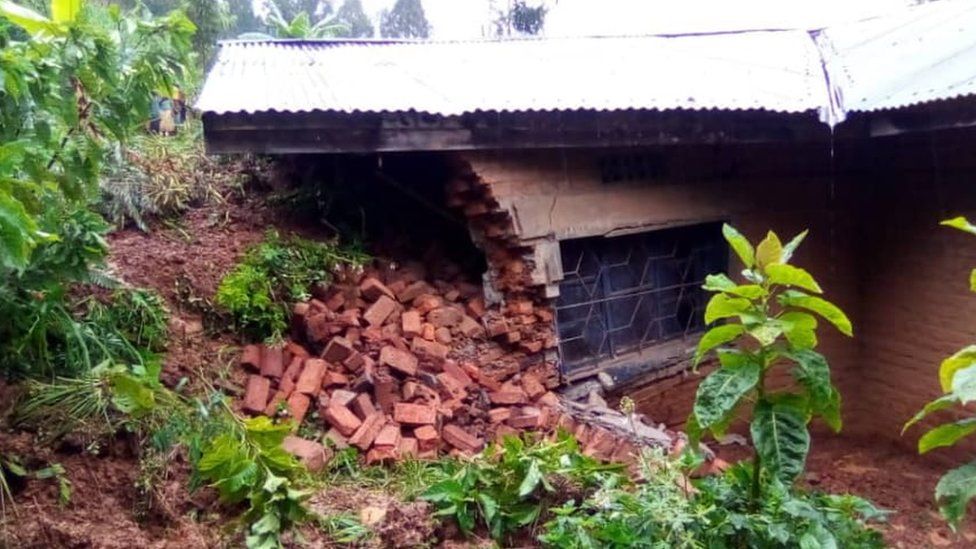 A house destroyed by a landslide