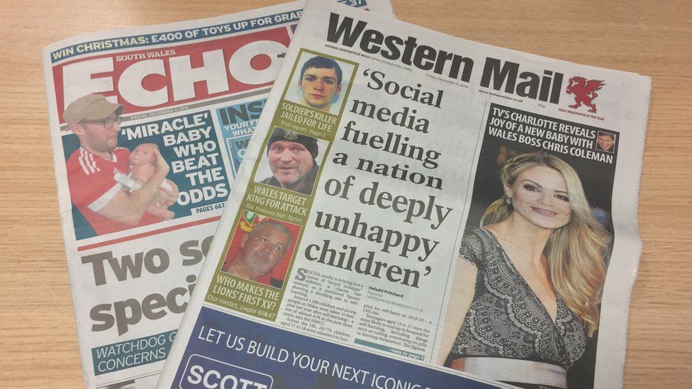 A copy of the Western Mail and the South Wales Echo
