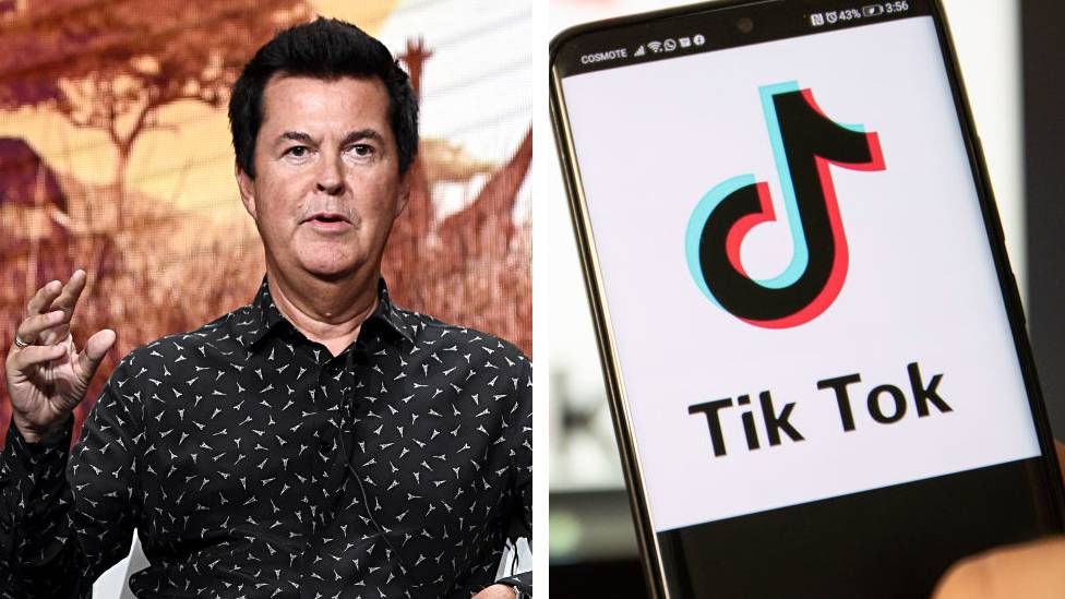 Simon Fuller and the TikTok app, displayed on a smart phone