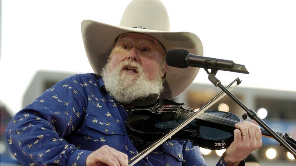 US singer Charlie Daniels performs during pre-game ceremonies at Super Bowl XXXIX Sunday at Alltel Stadium in Jacksonville, Florida, 06 February 2005