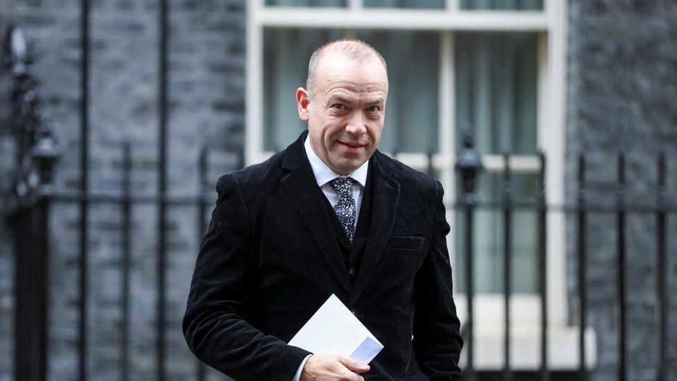 Chris Heaton-Harris leaving Downing Street after a Cabinet meeting this week