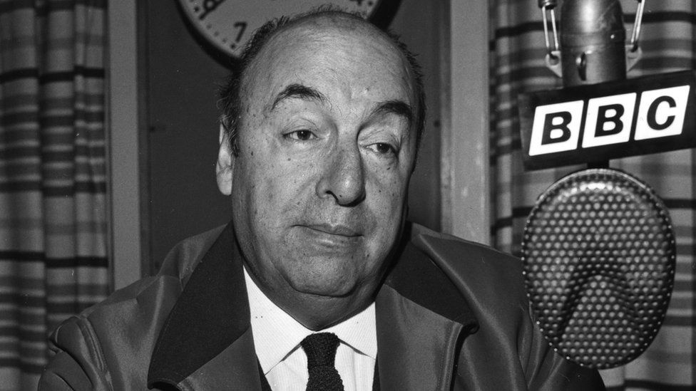 Chilean poet Pablo Neruda at the BBC Latin American Service in 1965