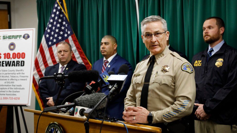 Tulare County Sheriff Mike Boudreaux at a January press conference