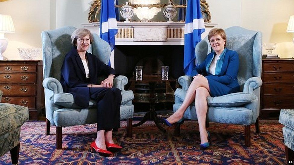 Theresa May and Nicola Sturgeon at their first official meeting in July 2016