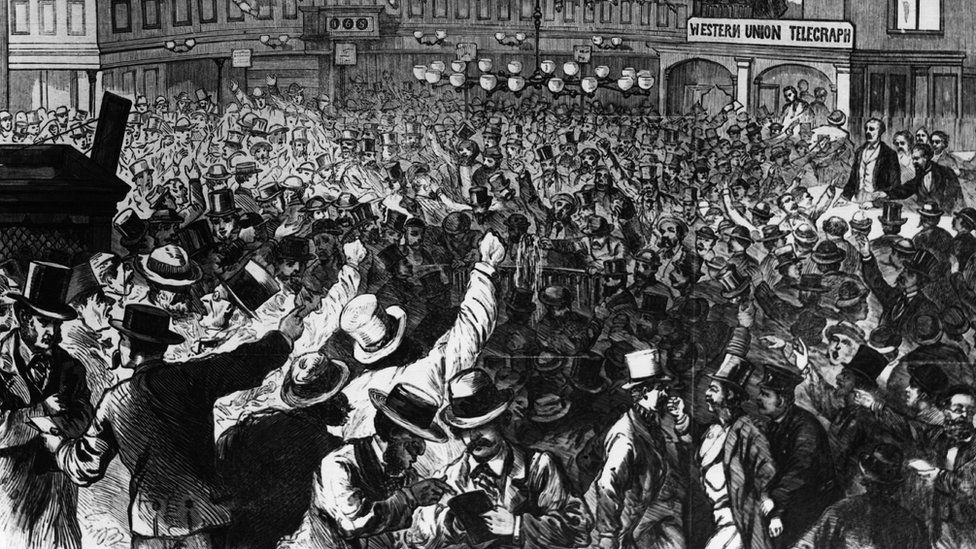 24th September 1869: Panic on 'Black Friday' in the New York Gold Room.