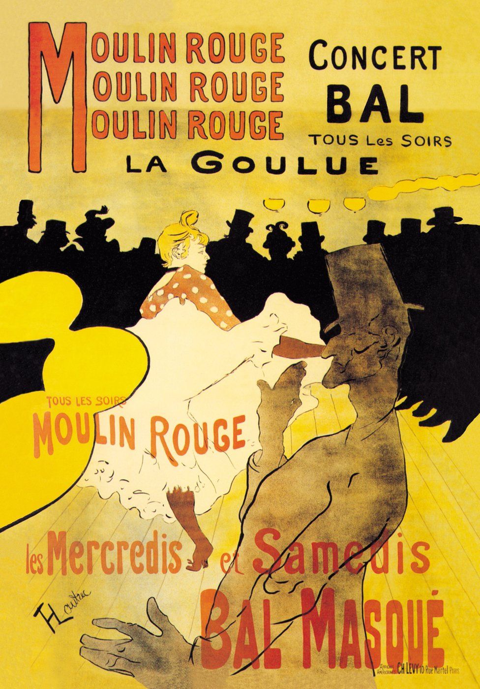A painting by Toulouse-Lautrec featuring a Moulin Rouge dancer