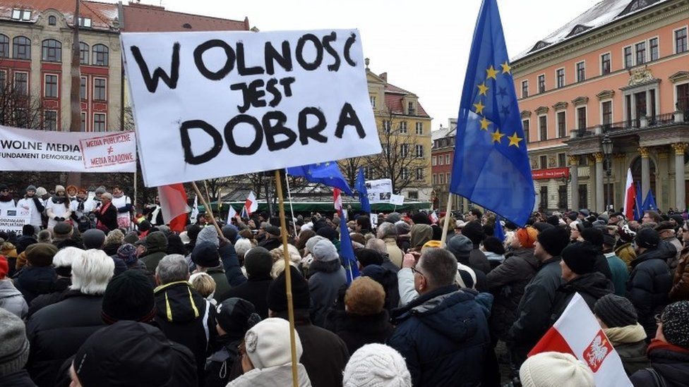 Protesters in Wroclaw