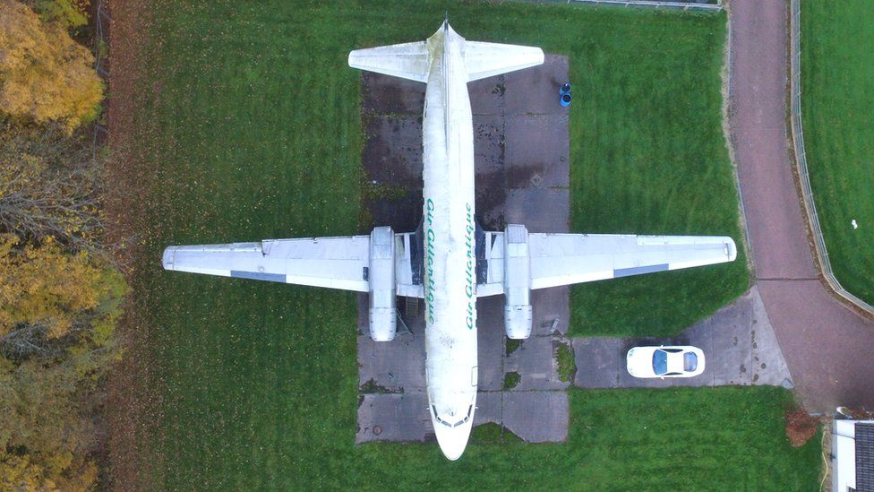 Drone view of plane