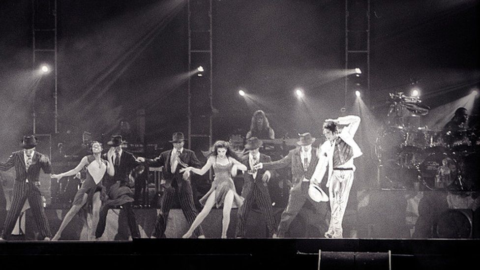 Pop icon Michael Jackson performs in concert, part of his HIStory tour November 1, 1996 in Mumbai, India