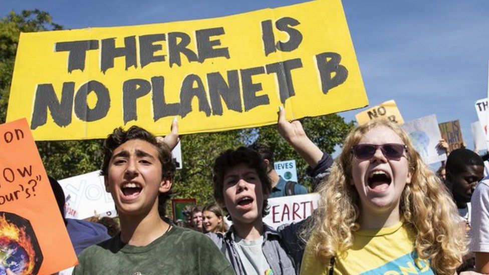 Young activists protest in Washington calling for action on climate change