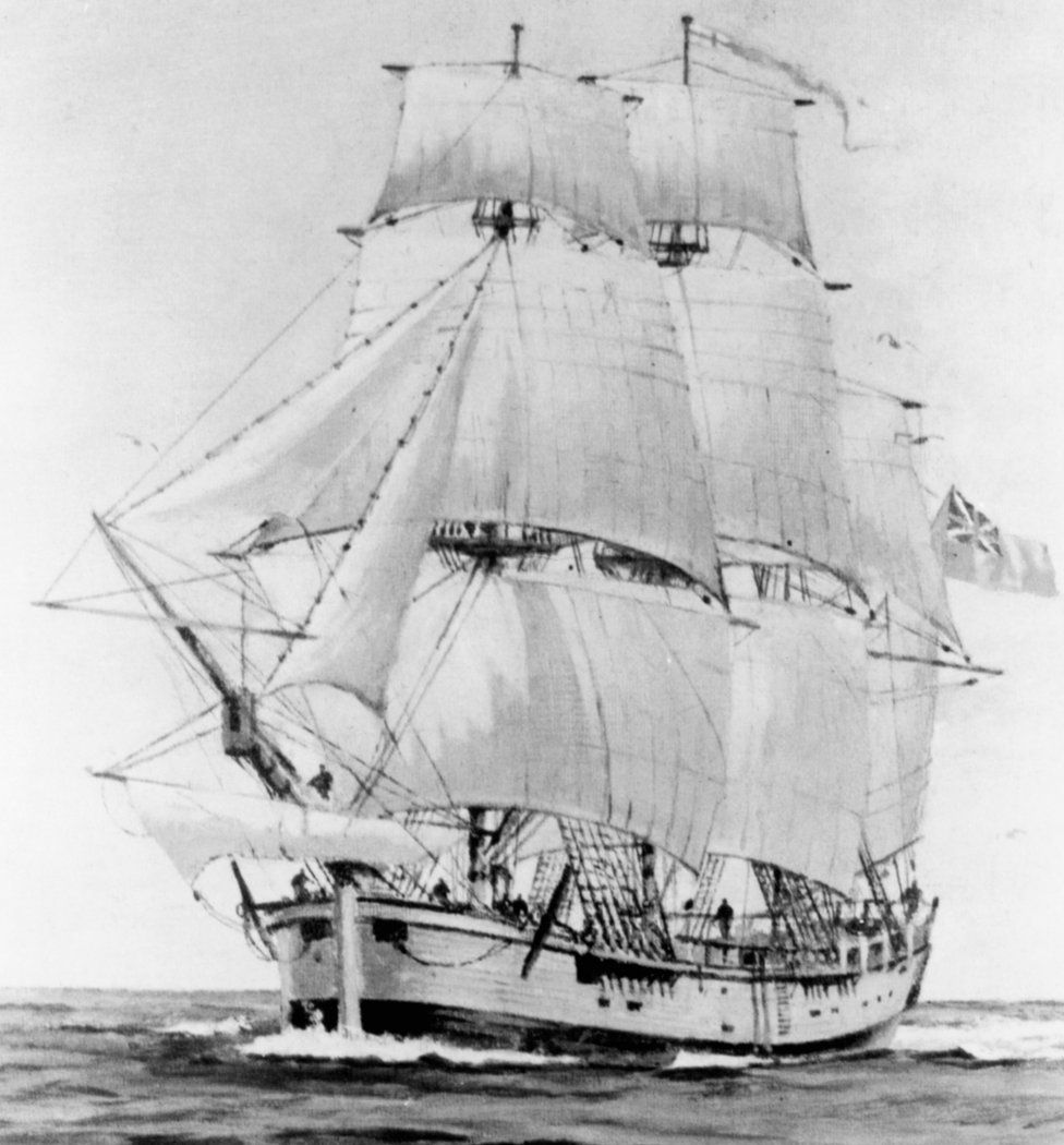 Endeavour, the ship used by Captain James Cook during his great voyage of exploration of 1768- 1771.