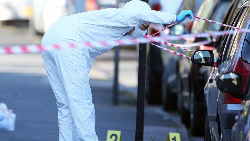 Forensic officers have been working at the scene