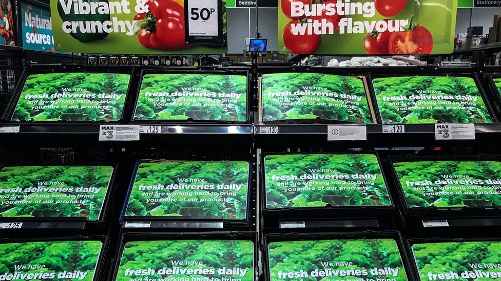 Asda's empty produce shelves in Feb2023