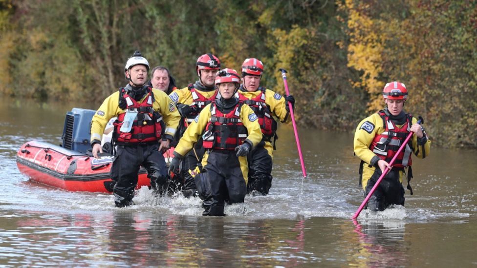 Rescuers with a boat