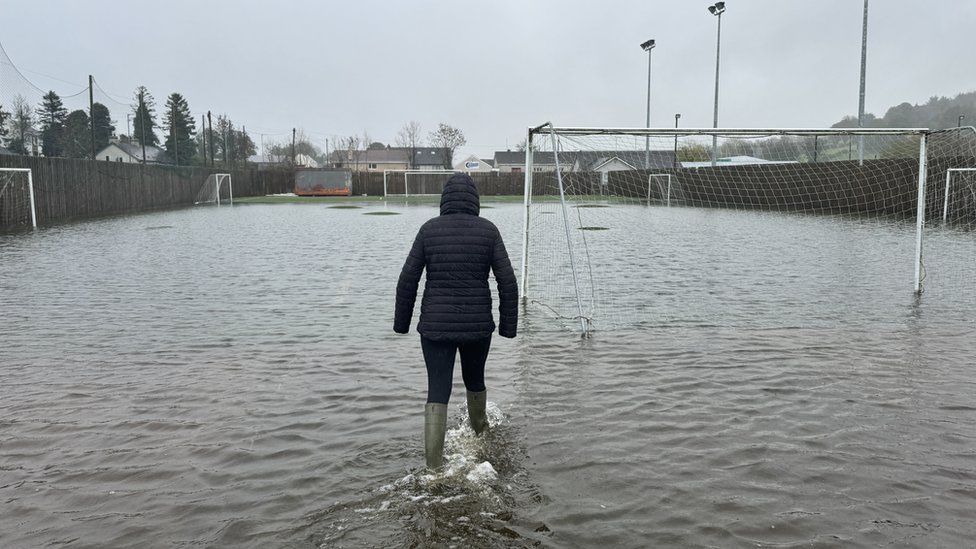 Flooded 3G pitch in Camlough