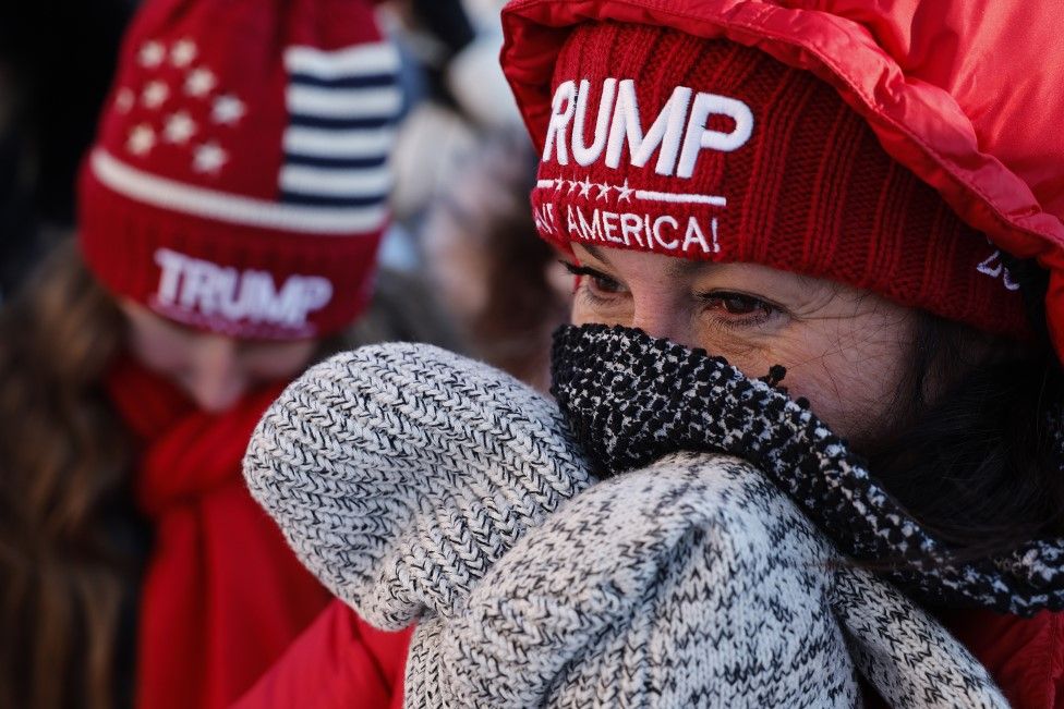 Trump supporter in queue for rally