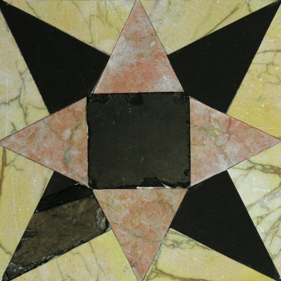 Tiles said to come from the Biblical Temple arranged as an eight-pointed star