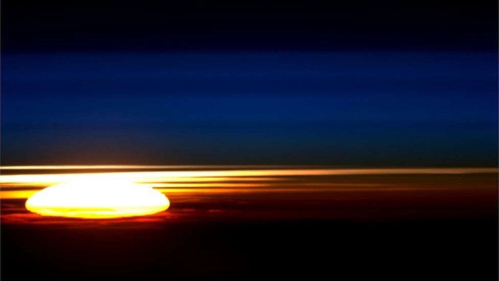 View of sunrise from space taken by Tim Peake