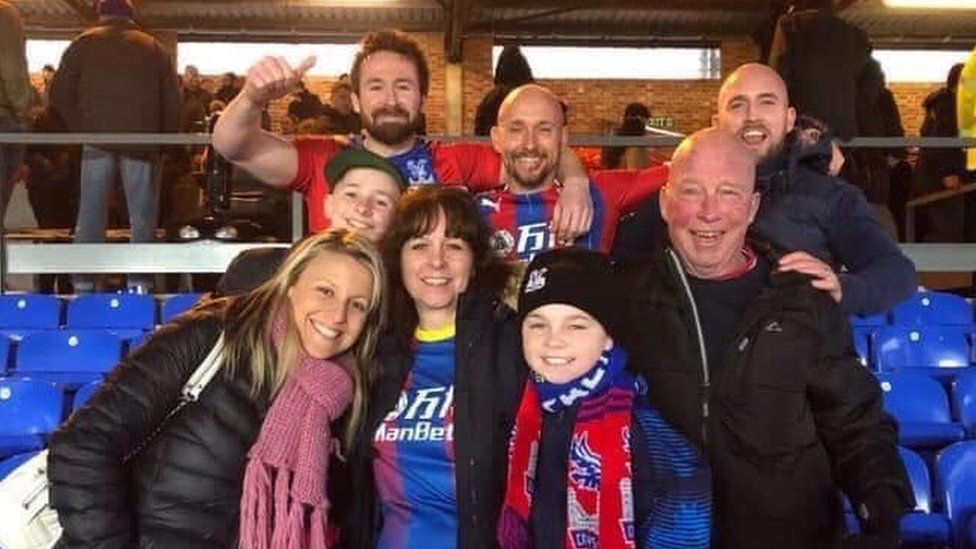 Tania Oulton and family from Australia at a Crystal Palace match