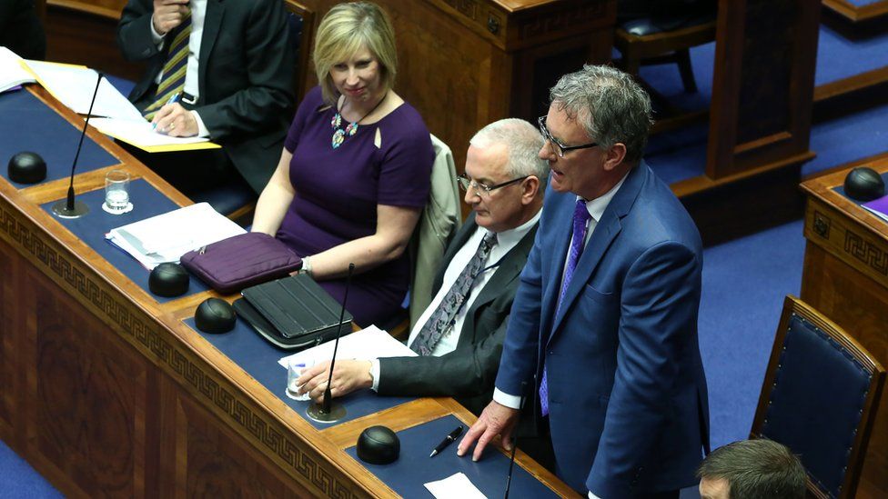UUP leader Mike Nesbitt speaking in the Northern Ireland Assembly chamber