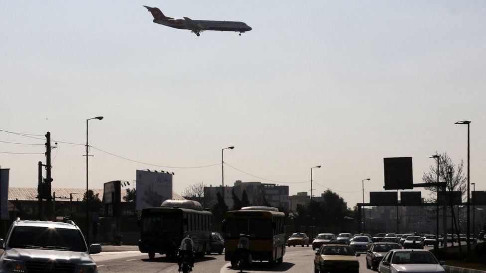 Plane comes into land at Tehran
