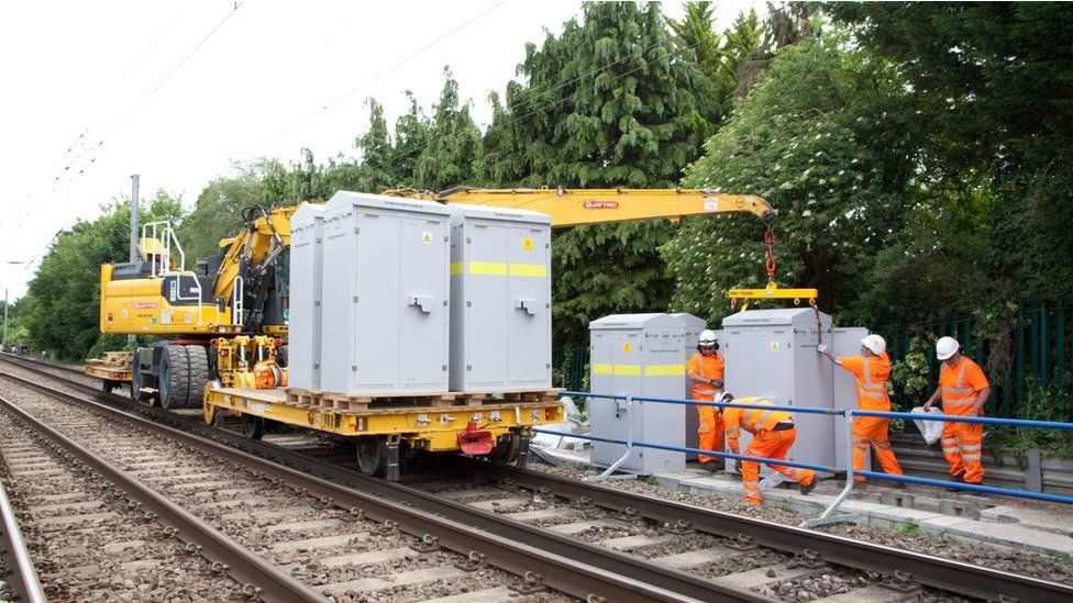 Network Rail engineers working on the track