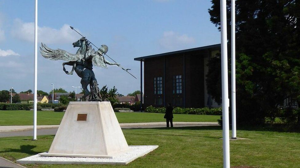 Statue of Pegasus on the parade round at Melville Barracks, Colchester, Essex