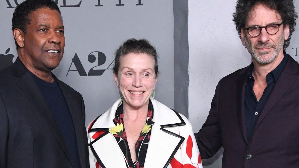 Denzel Washington, Frances McDormand and director Joel Coen attending the film's premiere in Los Angeles in December