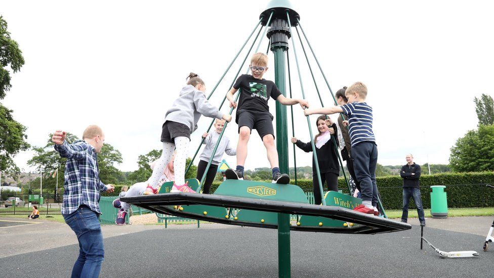 Wicksteed Park Installs world s Oldest Swing In New Playground BBC News Wicksteed Park Installs world s Oldest Swing In New Playground BBC News