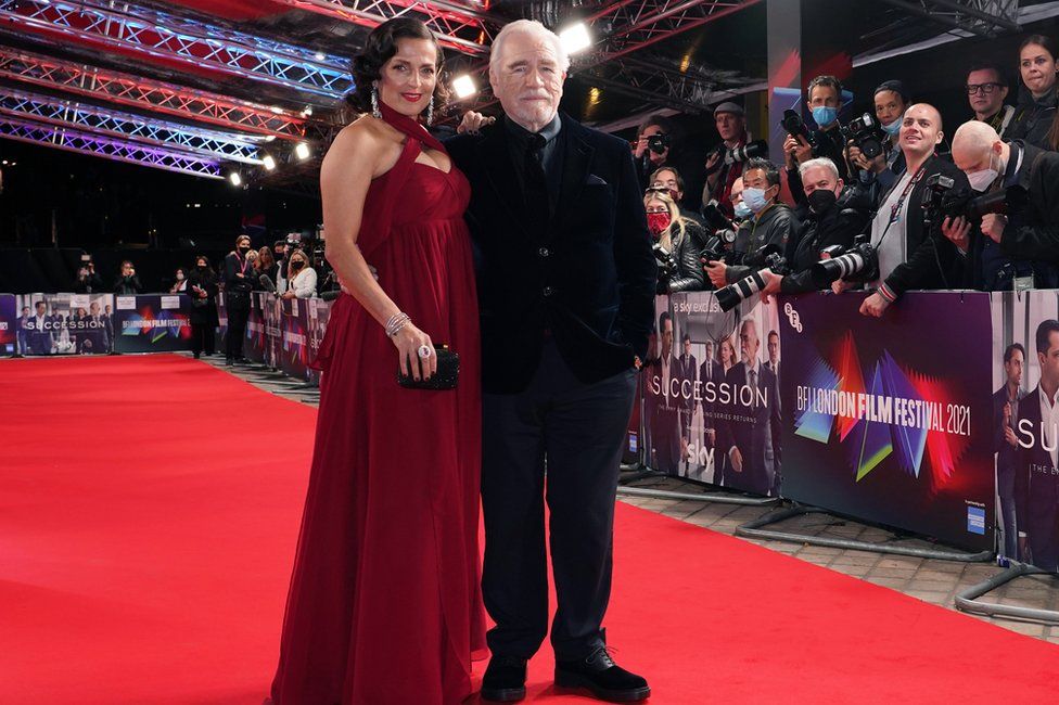 Nicole Ansari-Cox and Brian Cox arrive for the world premiere of 'Succession', at the Royal Festival Hall in London during the BFI London Film Festival. Issue date: Friday October 15, 2021.