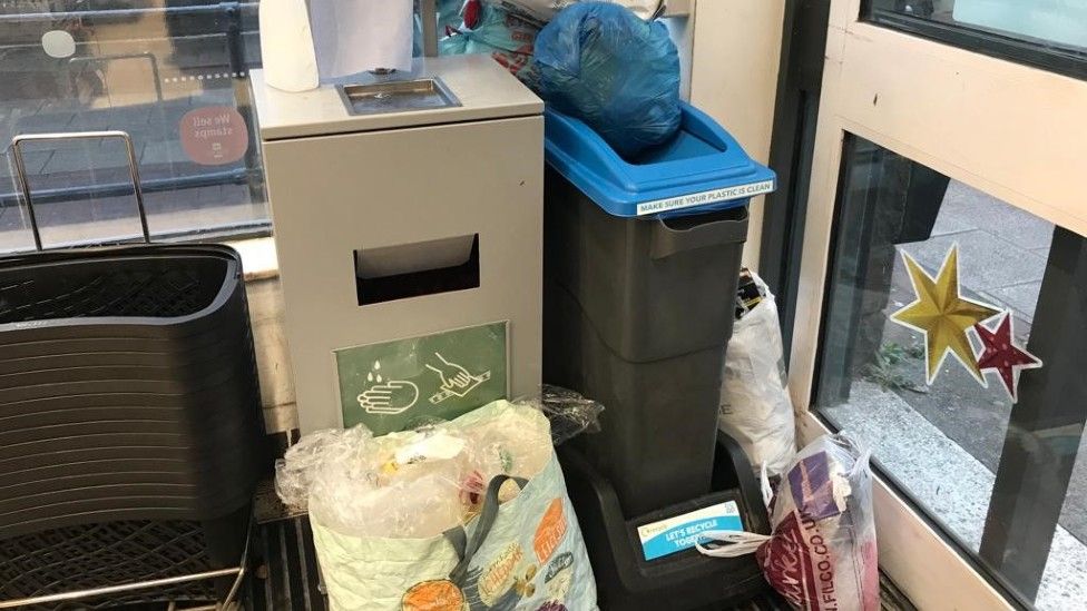 Recycling bin in Co-op store