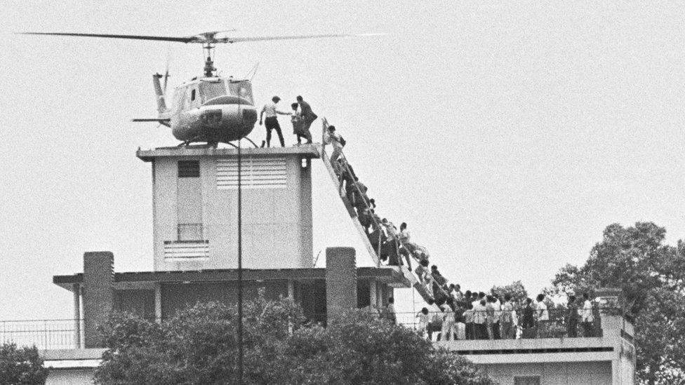 Boarding a helicopter from CIA Station in Saigon