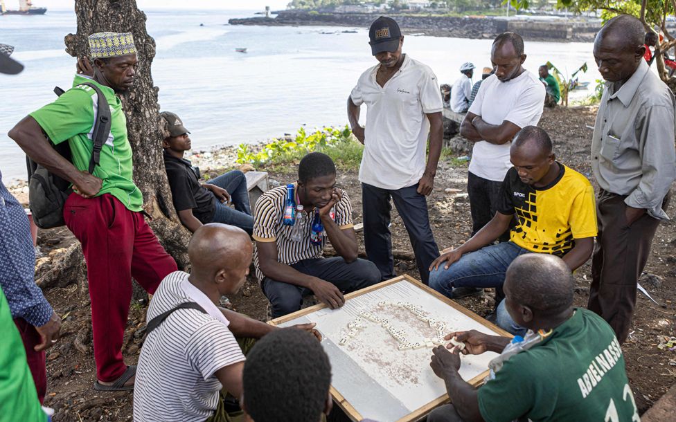 People play dominos in Moroni, the Comoros - Saturday 6 May 2023