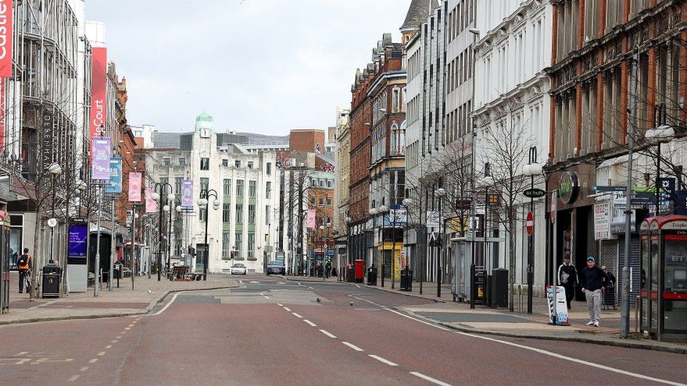 Belfast's streets are deserted due to the lockdown