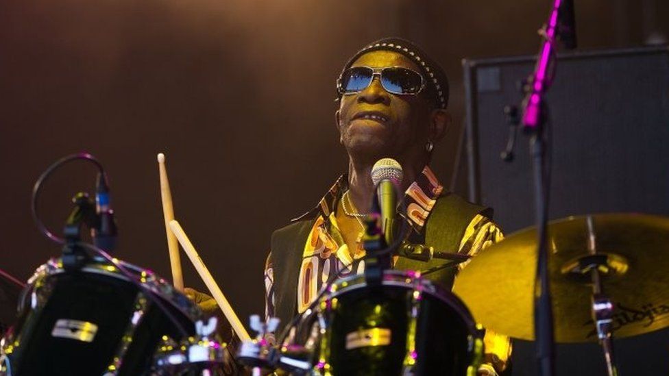 Tony Allen performs on the Park stage the Glastonbury festival in the UK. Photo: June 2010