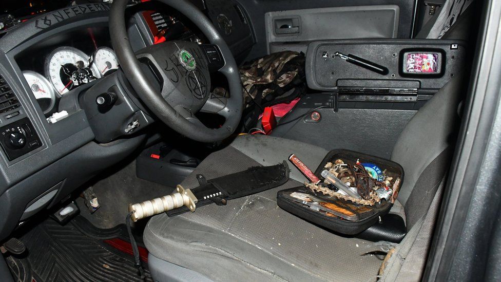 Knives found inside the suspect's vehicle