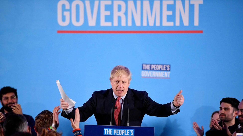 Britain's Prime Minister and leader of the Conservative Party, Boris Johnson speaks during a campaign event in London, 13 December 2019