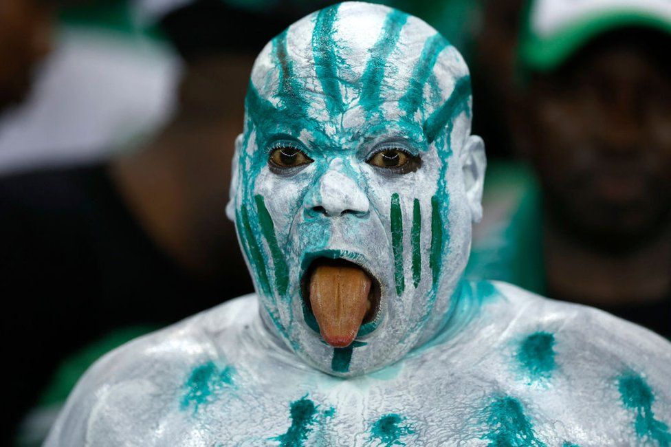 A Nigeria supporter reacts during the Africa Cup of Nations final.