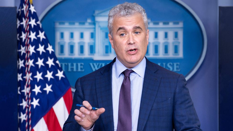 Jeff Zients speaks during a press briefing at the White House, 2021