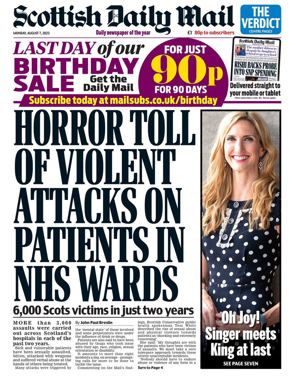 Scotland's papers: 'Violent attacks' on NHS wards and schools strikes ...