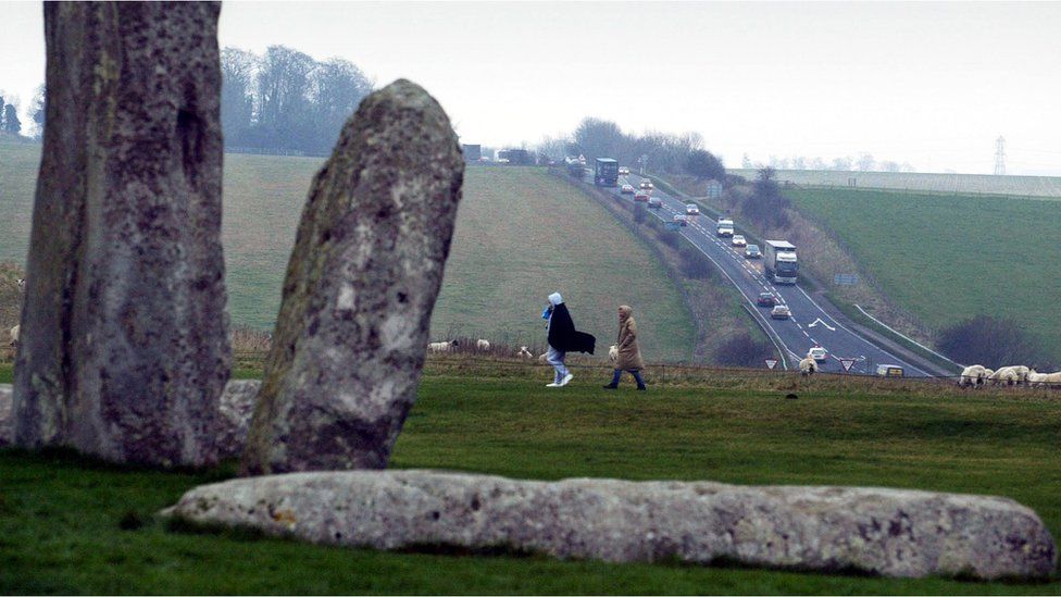 A view of traffic on the A303 near to Stonehenge