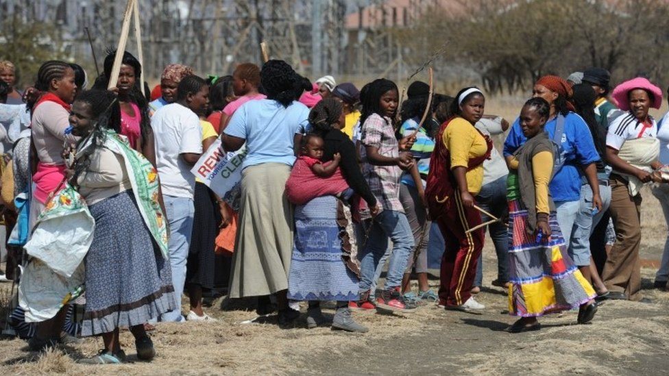 Miners' wives staging protest, 2012