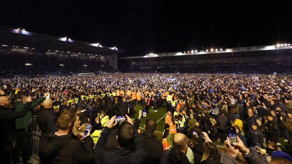 Pitch invasion at Fratton Park