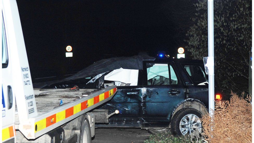 Duke of Edinburgh's car after it was involved in a collision near Sandringham on 17 January